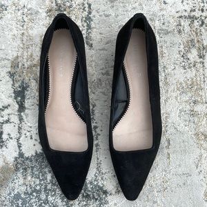 Zara black flats with cork heel and pointed toe